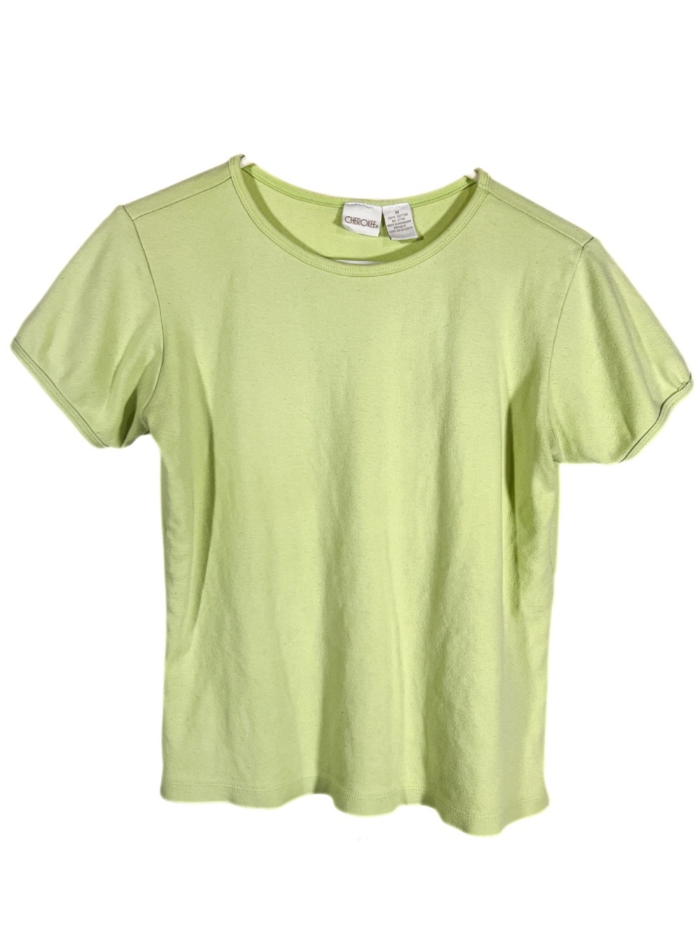 Y2K Cherokee Pistachio Green Fitted Cotton T Shirt Womens Medium 2000s Vintage